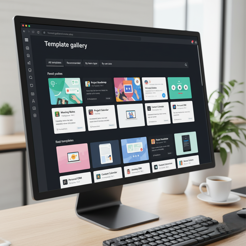 노션(Notion)의 공식 템플릿 갤러리 화면