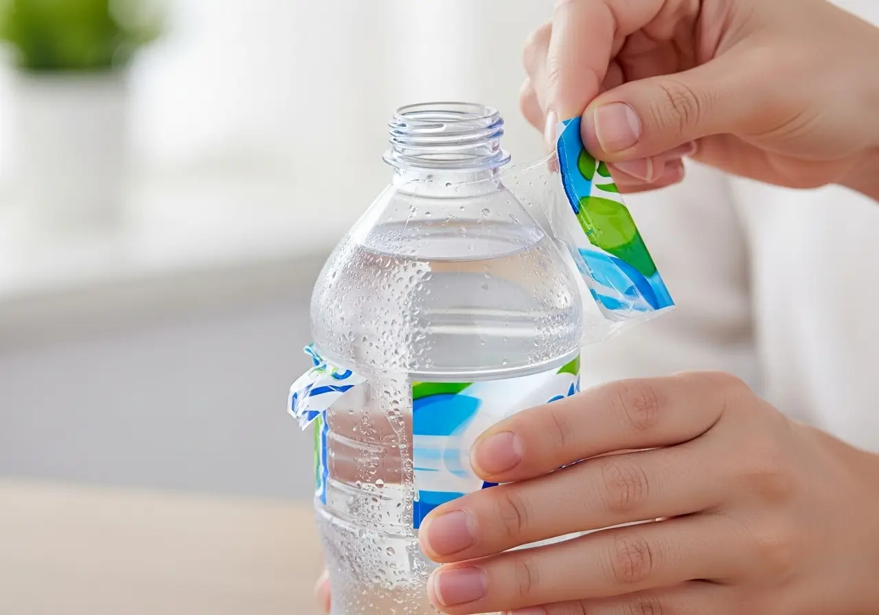 페트병 라벨을 제거하는 손