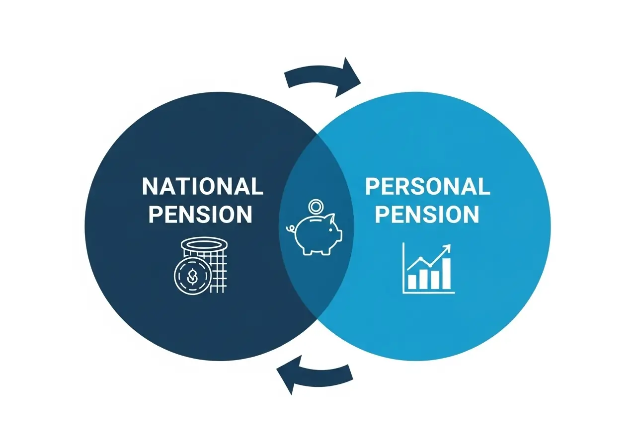 국민연금과 개인연금 비교 인포그래픽