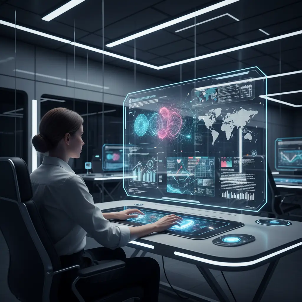 미래형 디지털 비서와 소통하는 사용자의 모습