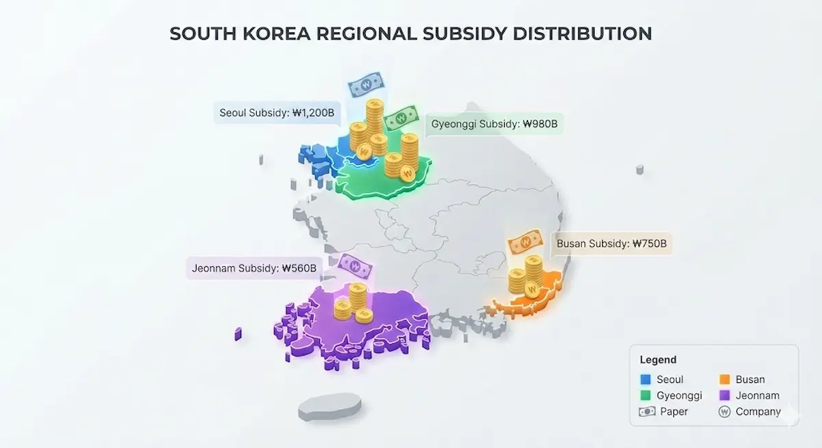 지역별 지원금 지도 인포그래픽