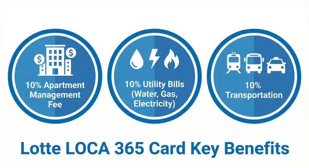 롯데 로카 365 카드 핵심 혜택 요약 (아파트 관리비, 공과금, 대중교통 10% 할인)