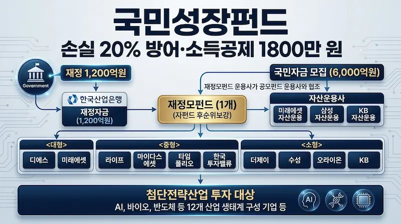 국민성장펀드 투자 구조 재정모펀드 자산운용사 첨단전략산업 투자 흐름도