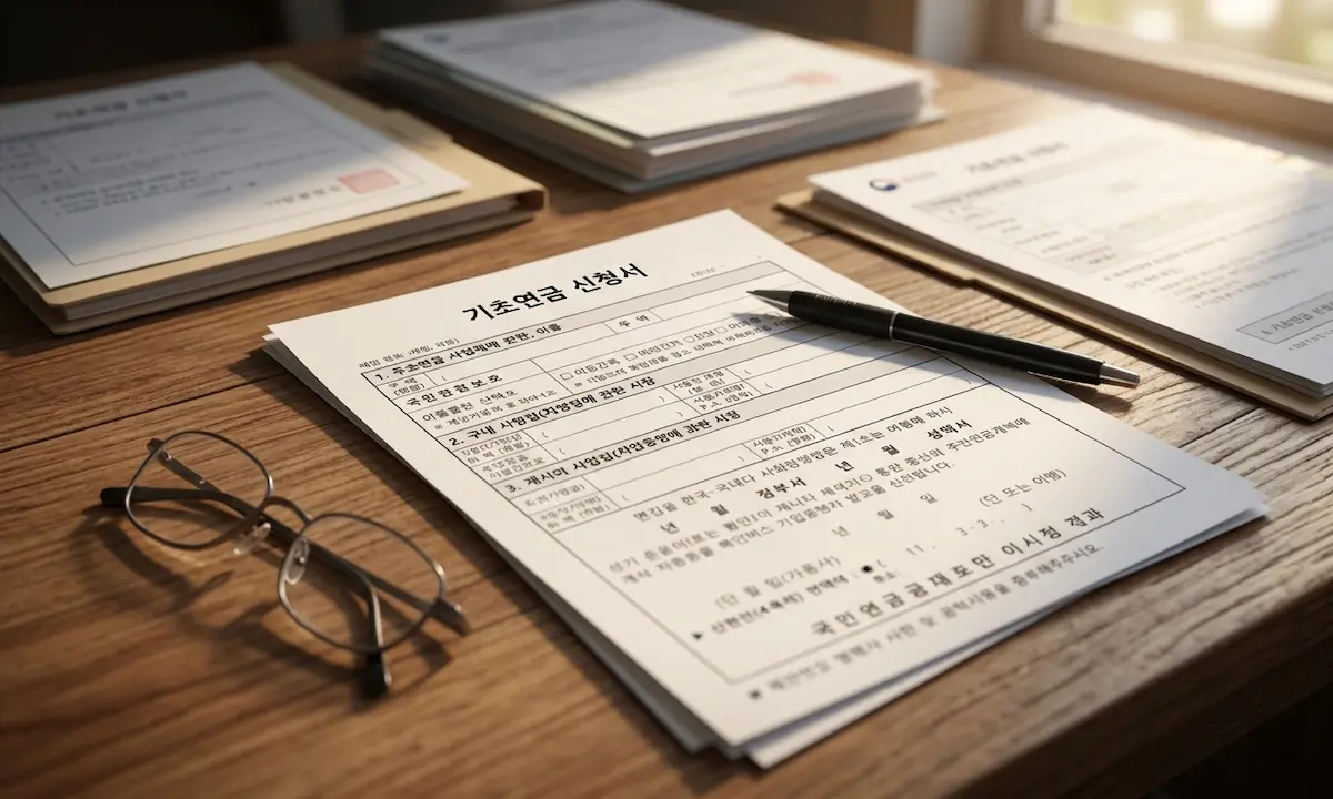 기초연금 이의신청 서류를 준비하는 모습