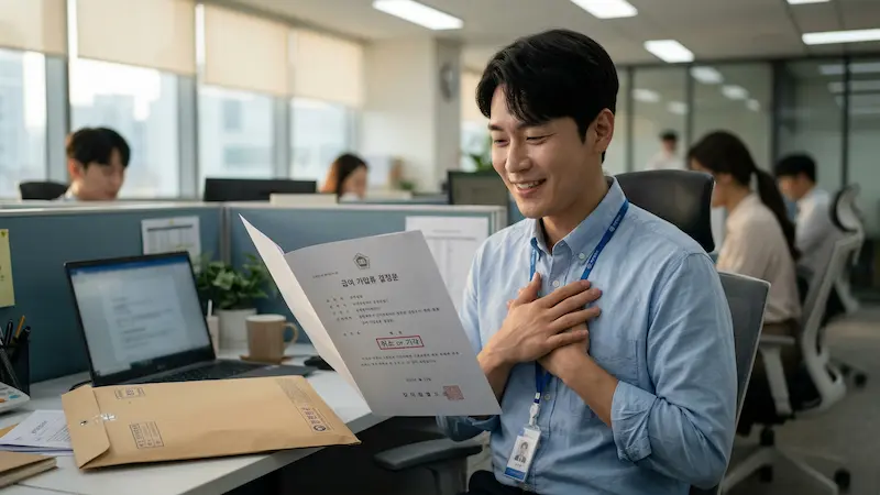 급여 가압류 결정문 받은 직장인이 대처 방법을 확인하는 모습