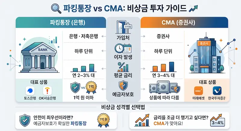 비상금 통장 파킹통장 CMA 비교 이미지