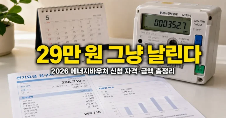 2026 에너지바우처, 신청 안 하면 연간 29만 원 그냥 날린다